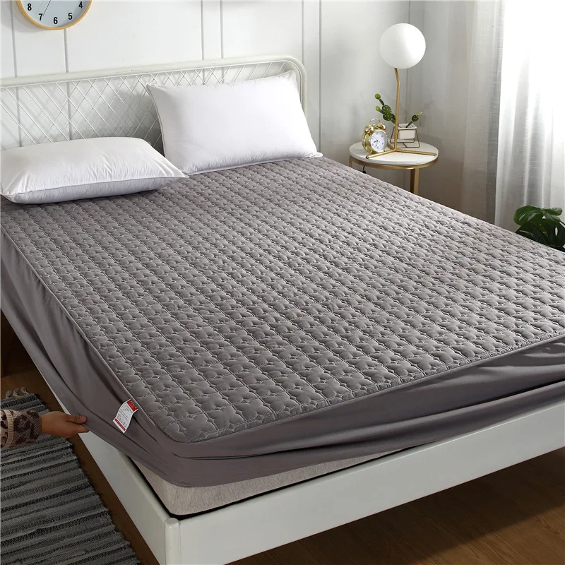 Thicken Bed Mattress Cover King Queen Quilted Bed Fitted Bed Sheet Anti-Bacteria Mattress Topper Air-Permeable Bed Cover