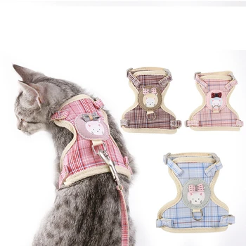 

Cat Dog Adjustable Harness Vest Walking Lead Leash for Puppy Dogs Collar Polyester Cotton Harness for Small Medium Dog Cat Pet