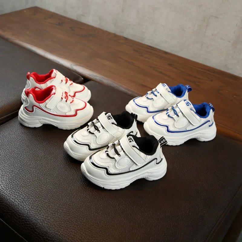 

Spring Summer Autumn New Baby Children Boys Girls PU Mesh Breathable Sneakers Solid Color Comfortable Light Soft Sole Sneakers