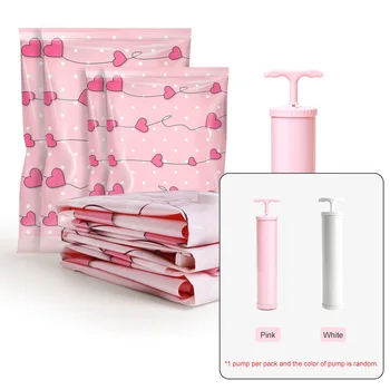 

Vacuum Storage Bag 11 Compression Suction Bags with Hand Pump Space Saver Double Zip Seal Leak Valve for Bedding Pillows Towel