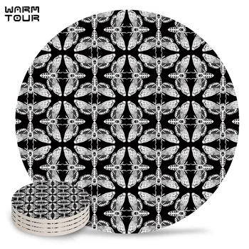 

4/6/8 PCS Animal Insect Placemat Ceramic Drink Coasters Table Decoration Absorbent Moisture