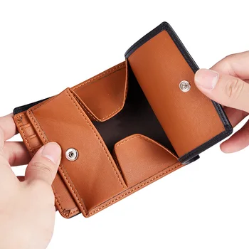 

Men's wallet leather top layer cowhide change clip multi card pocket change Wallet
