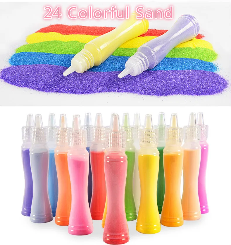 Günstig Kinder Sand Malerei Spielzeug Anzug 24 Farbe Flaschen Diy Cartoon Sand Malerei Spielzeug Montessori Kinder Kunst Und Handwerk Spielzeug kinder Geschenk