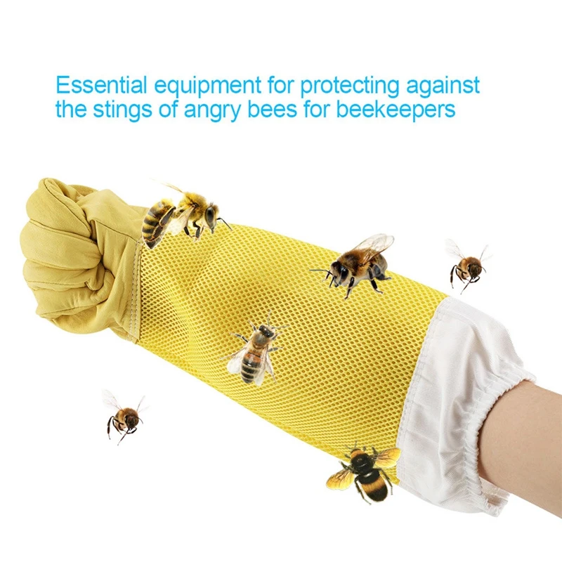 Перчатки для пчеловодства из козьей кожи для пчеловодства с вентилируемым пчеловодом с длинными рукавами