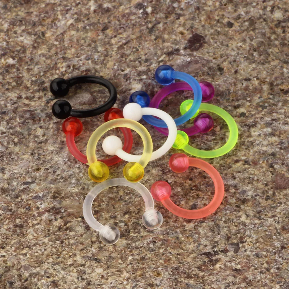 Nose Rings Piercing Jewelry Nose Studs Body Piercing Earrings Ear Piercing Jewelry Ear Studs Hoop Earrings Body Piercing Jewelry Body Jewelry JUNLOWPY Flexible 16 Gauge 5/16 inch Circular Barbell Nose Hoop Rings Earrings Piercing Lip Septum Stud 3mm Acrylic Ball 1/9pcs