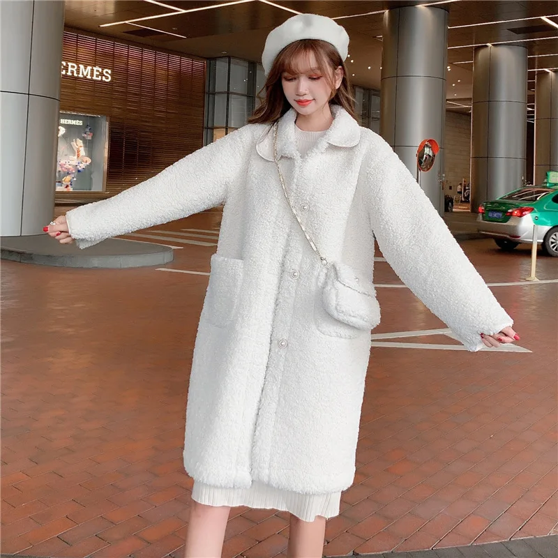 

Photo Shoot Circle Fur Overcoat Female Winter Granule fang yang gao Wool Coat Mid-length Send Bag