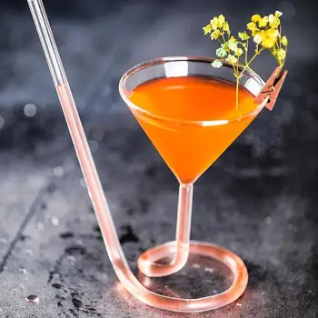 

New Best Selling Glass Rotating Spiral Cocktail Glass Creative Cup Long Tail Chicken Sippy Wine Glass 110ml