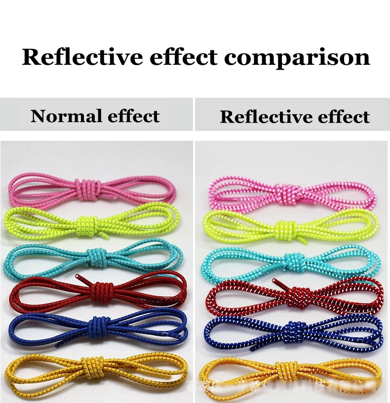 Reflective Elastic Shoelaces Stretching Lock Shoe Laces Brand No Tie Shoelace Outdoor Sneaker Lace Shoe Accessories Lacets T2