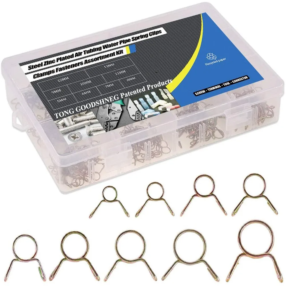 

Fuel Line Hose Water Pipe Air Tubing Spring Clips Clamps Assortment Kit-Size 5-13MM Hand Tools Pipe Clamps