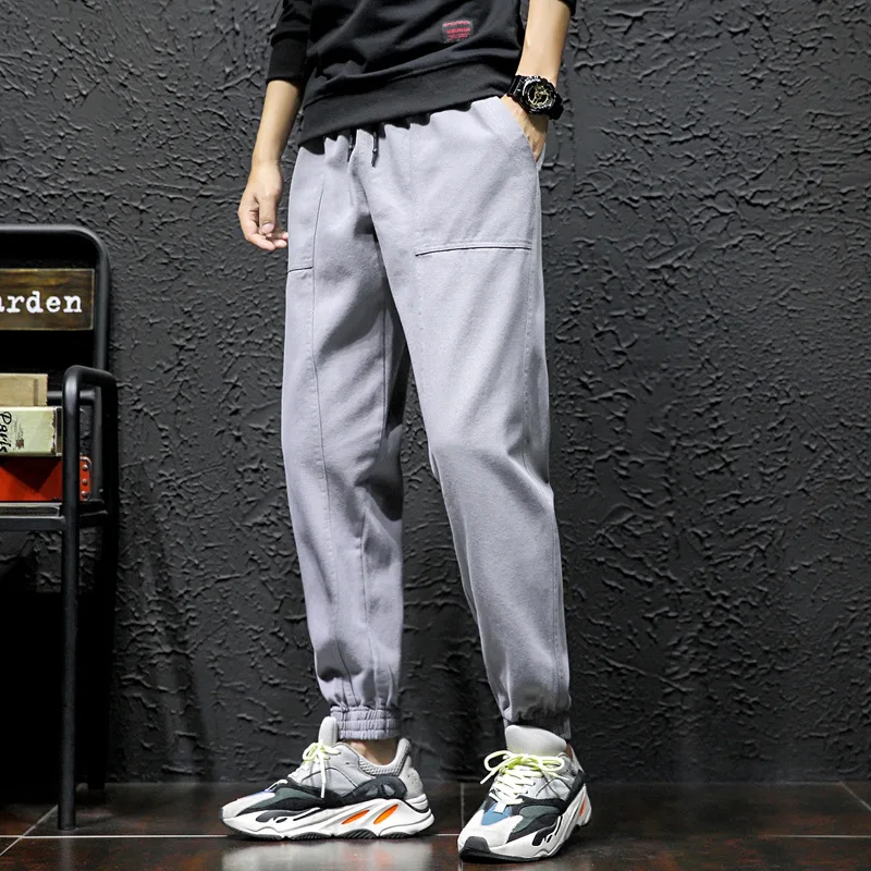 

Large Size 2019 Autumn And Winter New of Tile Wall Origional Large Size Men's Loose-Fit Beam Leg Solid Color Casual Pants Trouse