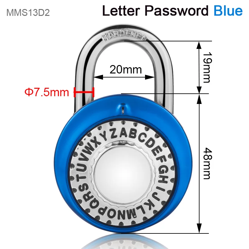 letter password blue Буквы цифровой вращающийся пароль стальной круглый замок Безопасный фиксированный номер замки поворотный стол Шкаф студенческий дверной замок - Цвет: letter password blue