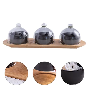 

1 Set of Refreshments Tray Glass Lid Tea Time Tray Decorative Convenient Serving Platter