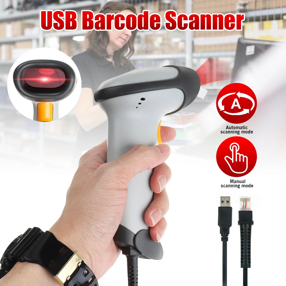 USB szybki automatyczny skaner kodów kreskowych obsługiwany 1D przewodowy kod kreskowy skaner laserowy USB szybki automatyczny skaner kodów kreskowych obsługiwany 1D przewodowy kod kreskowy skaner laserowy