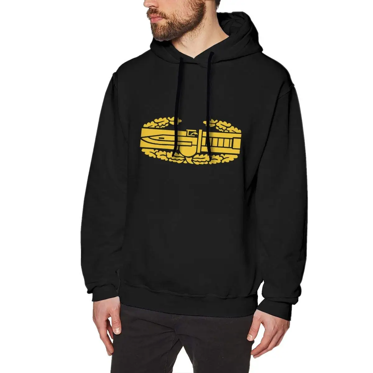 US Army - Combat Action Badge Decal Mens Hooded Sweatshirt Theme Printed Fashion Hoodie |