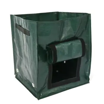 

Portable Square Potato Growing Bag Foldable Planter with Handles Belt Access Flap Planting Pouch for Carrot Onion Home