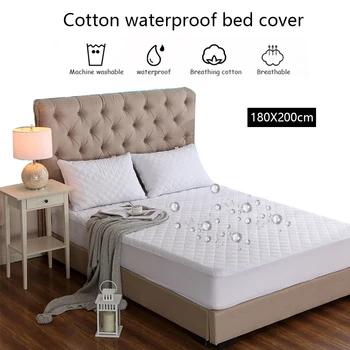 

Pure Color Bed Mattress Cover Waterproof Terry Cloth Mattress Protector Pad Fitted Sheet Separated Water Bed Linens With Elastic