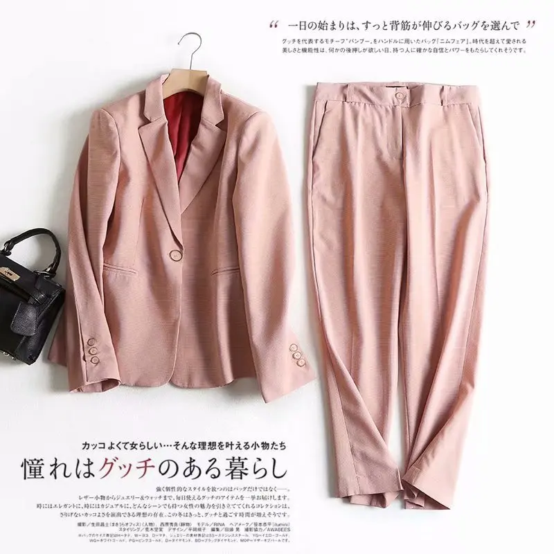 

One's Pink Thousands of Birds Slim Fit One-Button Suit + Suit Pants Two-Piece Set Entity