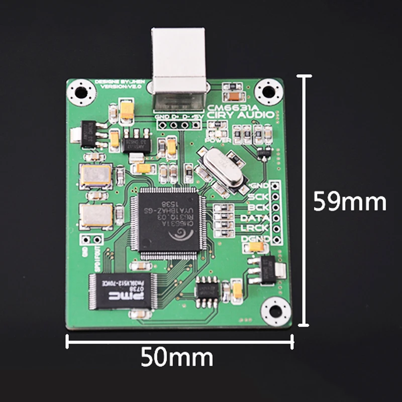 CM6631A цифровой интерфейсный модуль ЦАП Плата USB к IIS SPDIF выход 24 бит 192K 384K ASIO H010
