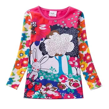 

Baby Girls Tops Children's T-Shirt Long Sleeve Autumn Striped Children's T-Shirt Tops Embroidered T-Shirt Girls F4908