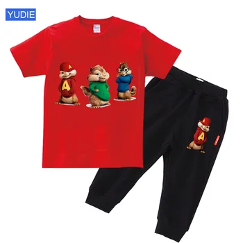

Boy Kids Clothes Alvin and The Chipmunk Print Short Sleeve T-shirt+Pants 2Piece Set Baby Boy Girl Cloths Outfit birthday present