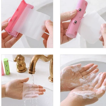 

Cute Frog Hand Wash Paper Soap Pull Type Antibacterial Antivirus Flakes Travel Portable Scented Slice Bath Skin Care Soap