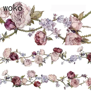 

35mm Vintage Beautiful Flower Adhesive Tapes A Poem Of Rose Decoration Washi Tape DIY Planner Scrapbooking Stickers Masking Tape