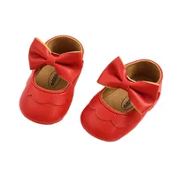 0-18 Months Baby Girls Princess Dress Shoes Cute Mary Jane Flats With Bowknot Toddler Anti-Slip Rubber Baby Girls Sandals Clogs 5