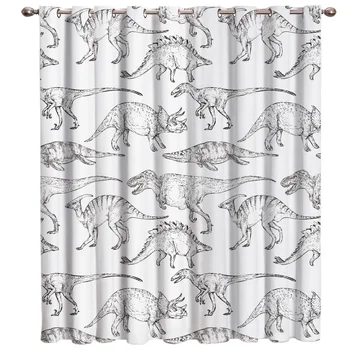 

Hand Draw A Dinosaur Window Treatments Curtains Valance Window Curtains Dark Outdoor Drapes Fabric Decor Kids Swag Window