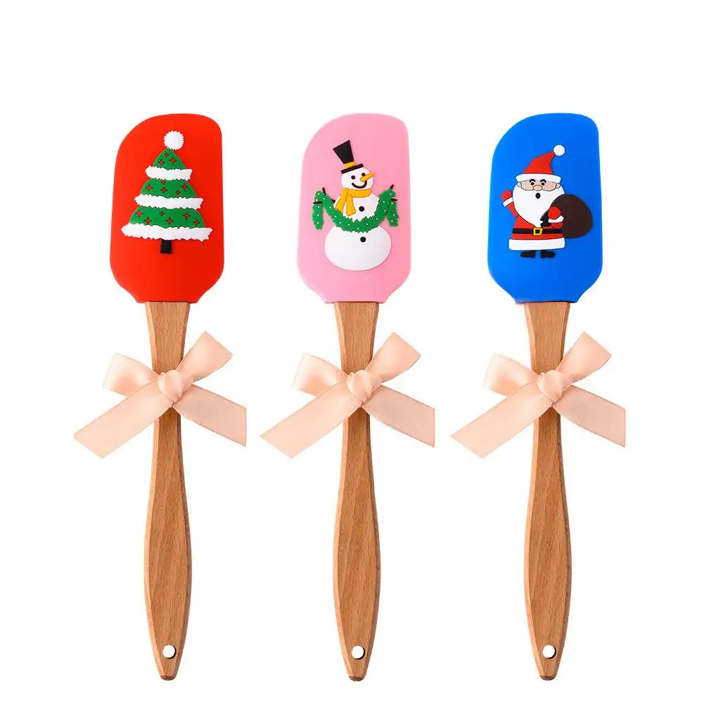 

Silicone Butter Spatula Cream Mixing Scraper with Wooden Handle for Christmas Decoration Baking Butter Accessories Kitchen tool