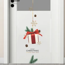 

Christmas Gift Pattern Wall Stickers Christmas Door Decoration Wallpaper Home Decor New Year Decals Glass window Door Sticker