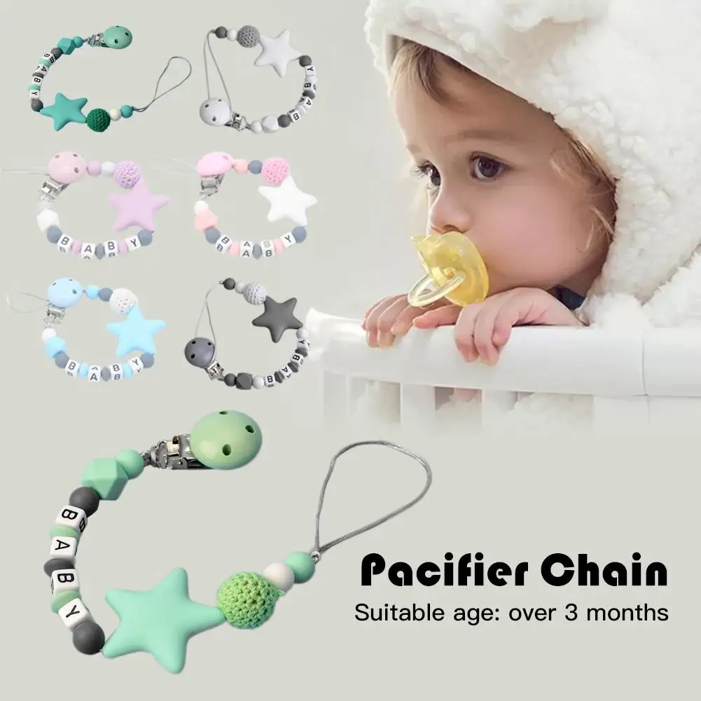 Colorful Silicone Pacifier Clips Funny Chain For Infant Feeding Toddle Chew Toy Silicone Nipple Clip For Baby