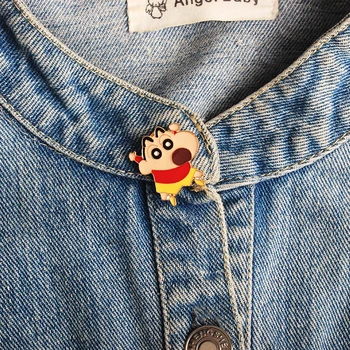 

1PCS Crayon Shin-chan Enamel Pin Custom Cute Animal Badge Tyrannosaurus Brooches Bag Clothes Lapel pin Fashion Jewelry Gift Kids