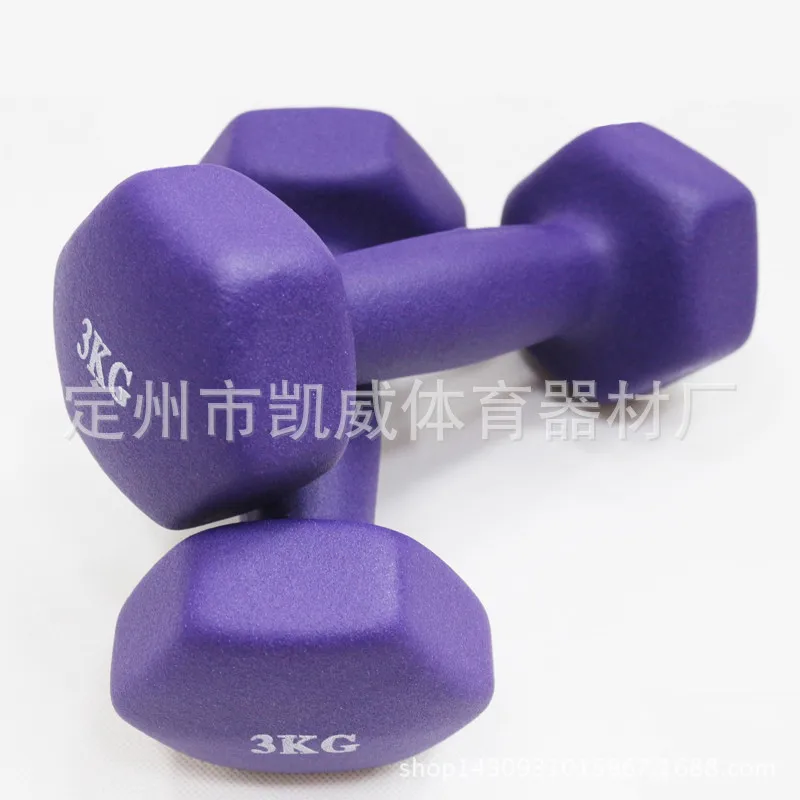 Hexagonal Matte Smooth Plastic-Dipping Women's Dumbbell Fitness Aerobics Dumbbell Women's Fitness 1 kg