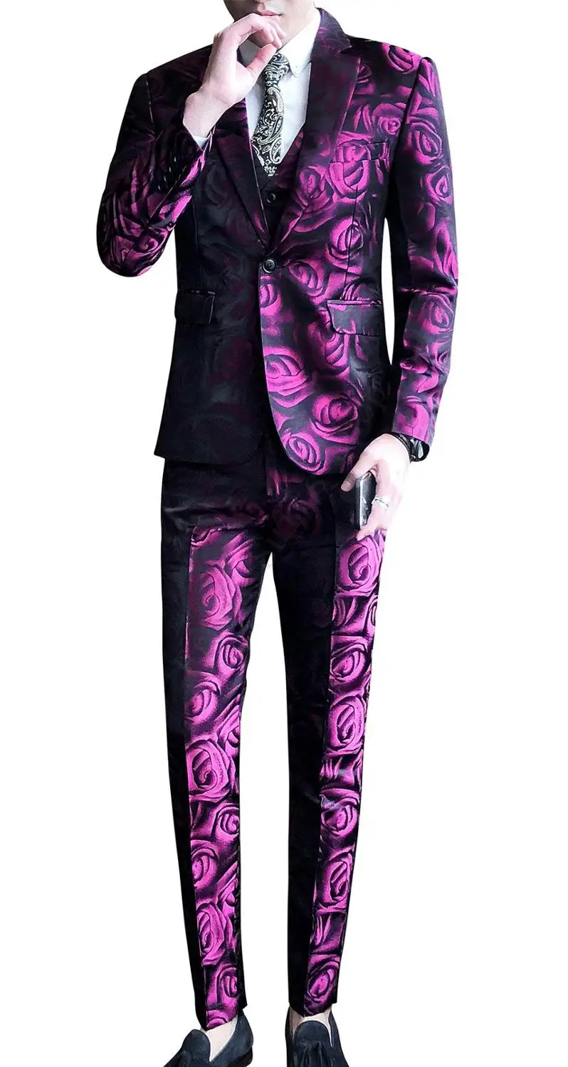 

Mens Wedding Suits 2023 Slim Fit Men Floral Suits Latest Coat Pant Designs Costume Homme Mariage Male Stage Wear