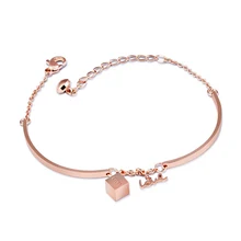 Новая мода, розовое золото, нержавеющая сталь, браслет с буквами для женщин, цепочка, очаровательный браслет, трендовые женские Индивидуальные ювелирные изделия VB818