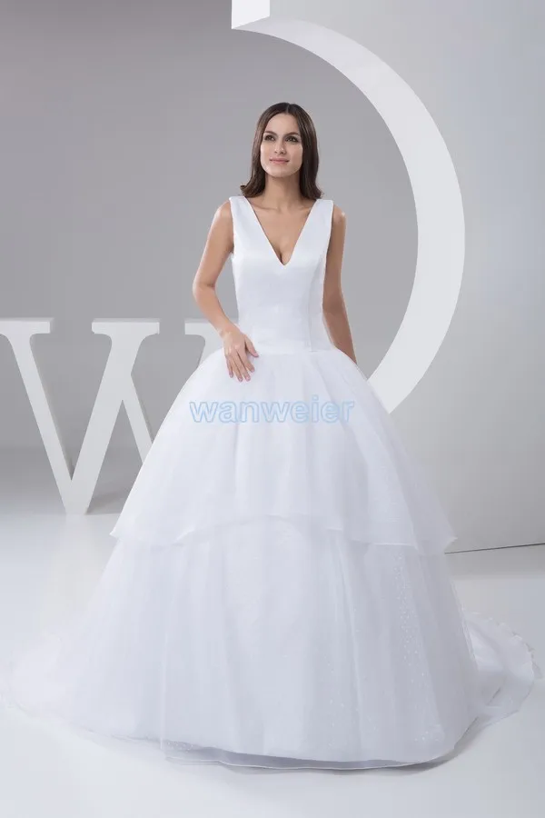 

free shipping 2016 new design gt300 plus size custommade color/size v-neck bridal gown good quality princess white wedding dress