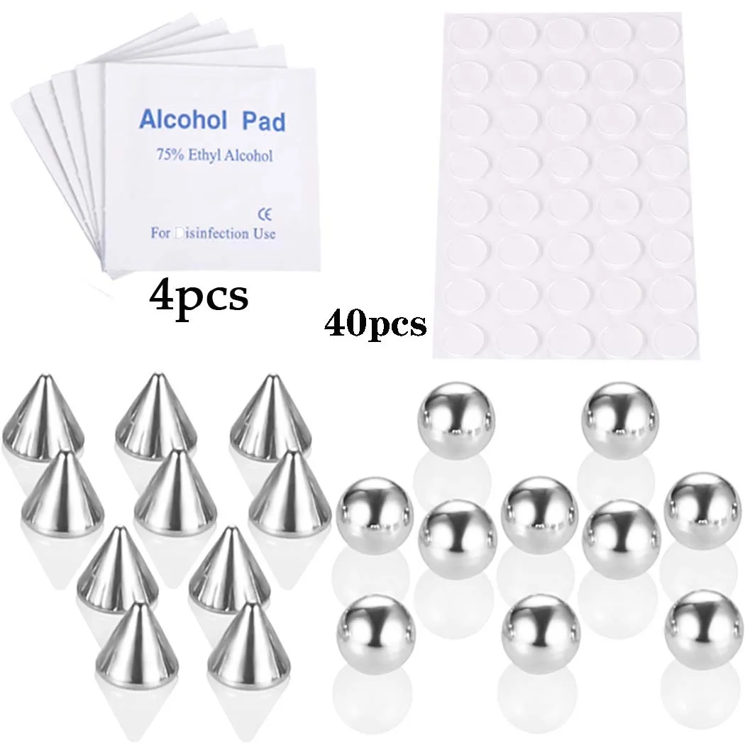 Piercing Jewelry Fake Lip Ring Stud Nose Ring Eyebow Dimple Sticker 20PCs Ball Stainless Steel