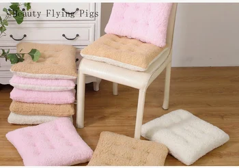 

Direct sales new products thick plush cashmere cushion solid color warm student office computer chair increased wool upholstery