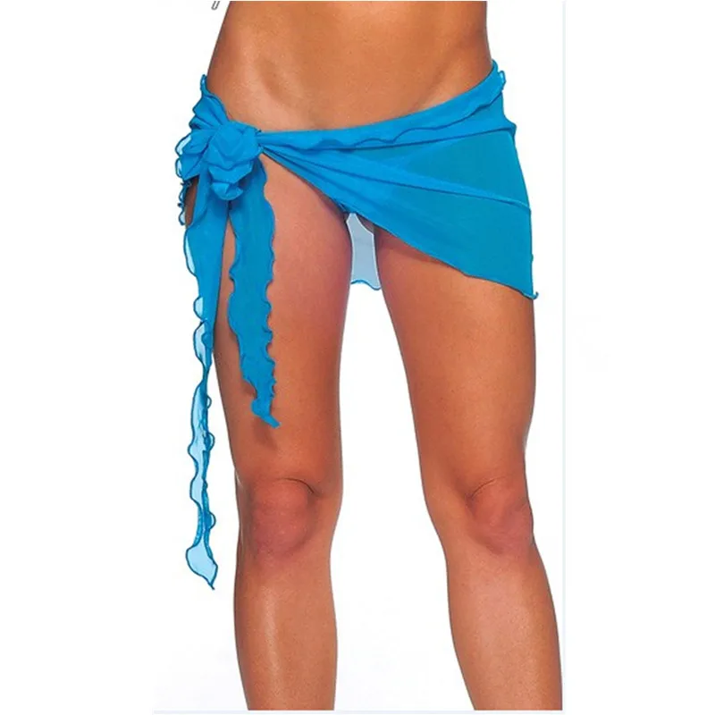 

2020 Beach Woman Skirt Ladies Skirts Bikini Cover Up Pareo Ruffle Skirt Bathing Suit Solid Color Women Beach Skirts