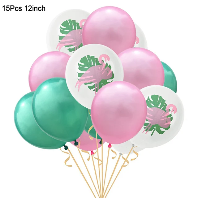 Hawaiian Party Decorations Palm Leaves Bunting Banner Luau Flamingo Summer Tropical Party Decoration Jungle Safari Party Ballons 15pcs balloon