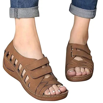 

2020 Summer Women Hollow Sandals Summer Cross Strappy Shoes Breathable Hook Loop Open Toe Female Shoes