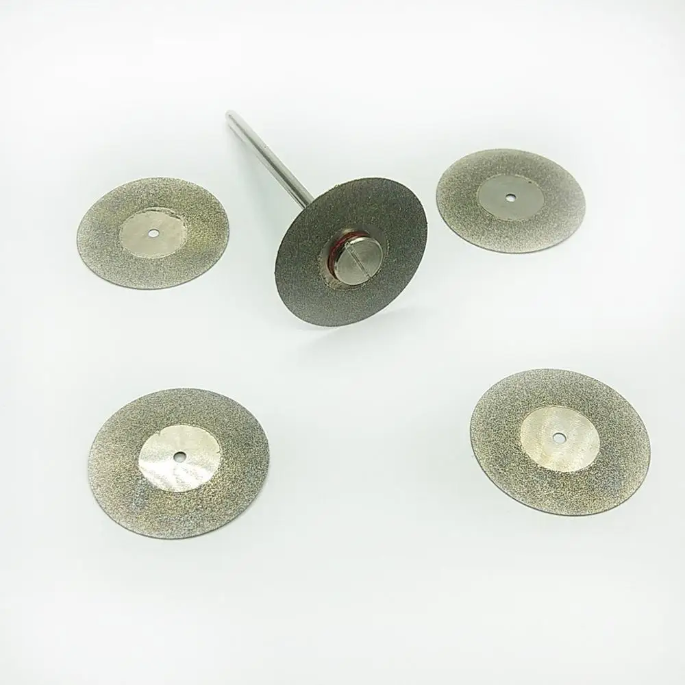 

5 pcs Dental lab Diamond disc disks Double sided grit cutting disc tool diameter 22mm thickness 0.25mm with 1 mandrel