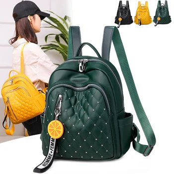 

Solid Color PU Leather Backpacks For Women 2020 New Fashion Female Small Backpack Lady Back Pack For School Teenagers Girls