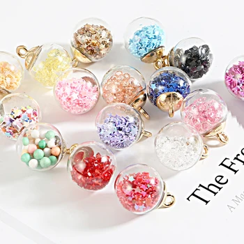 

10pcs/lots Fashion Transparent Glass Ball Colorful Star Sequin Ball Pendant For DIY Earring Necklace Jewelry Making Accessories
