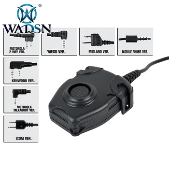 

WADSN PR Style Tactical PTT with Headphone Military Adapter For COMTAC/MSA/TCA/TRI/TMC RAC Airsoft Headsets Accessories WC002