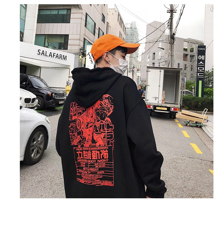 LAPPSTER мужская Японская уличная одежда толстовки с капюшоном Harajuku Осень Скейтборд мода мультфильм толстовки хип хоп черные толстовки