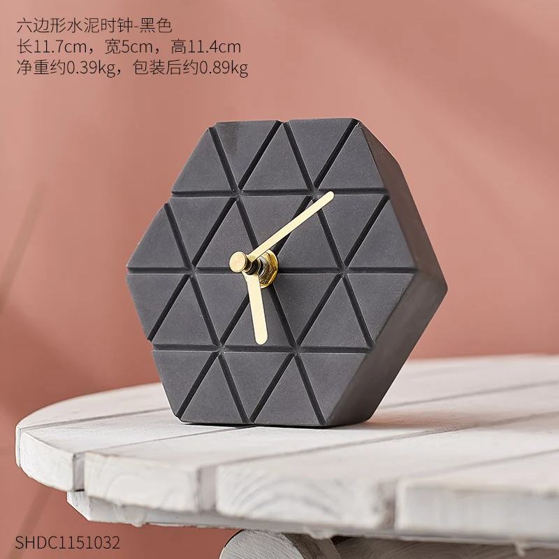 Креативные электронные часы Геометрическая личность домашние ремесла цемент часы украшение для дома гостиная спальня Настольный дисплей - Цвет: Черный