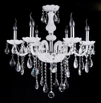 

Free Shipping 6 Arms Modern Crystal Chandelier Lustre Light , with 100% K9 Crystal Pendants Semiflush Mount E14 Polished Chrome