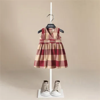 

2020 Summer V-neck Little Girl's Dresses Elegant Cotton Sundress Middle East Arabia Children Girls Clothing