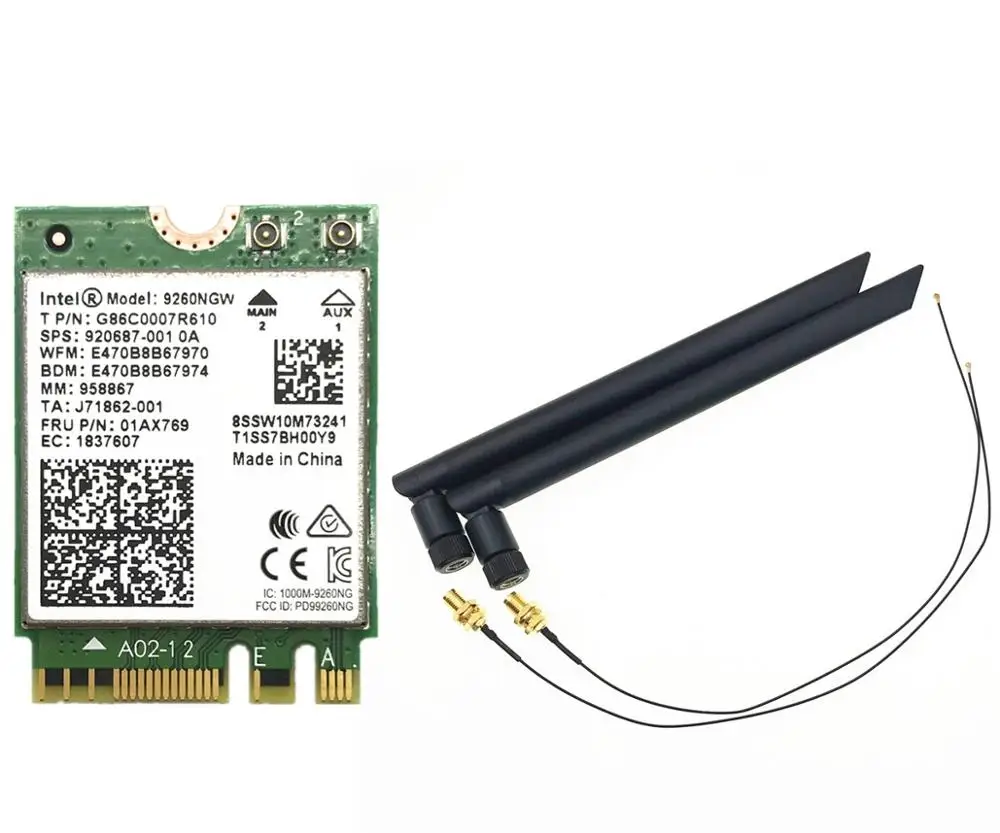С 6Dbi двухдиапазонными антеннами 9260 9260NGW 802.11ac 1730 Мбит/с WiFi Поддержка Bluetooth 5 0 NGFF/M.2